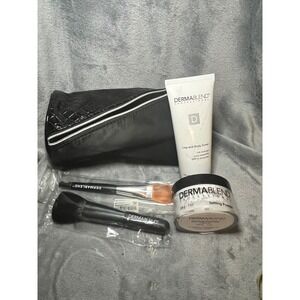 Dermablend Leg Body Cover Medium Set w Setting Powder Brushes Bag New Open